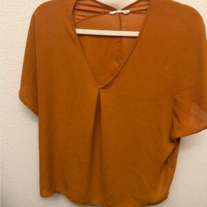 Lush V-Neck Rust Blouse